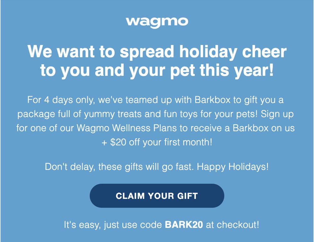 Wagmo BarkBox partnership email