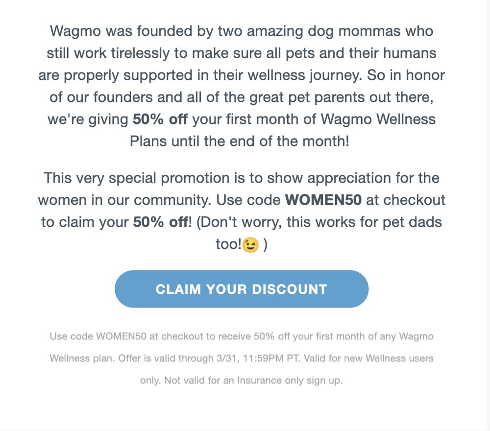 Wagmo Women's History Month email